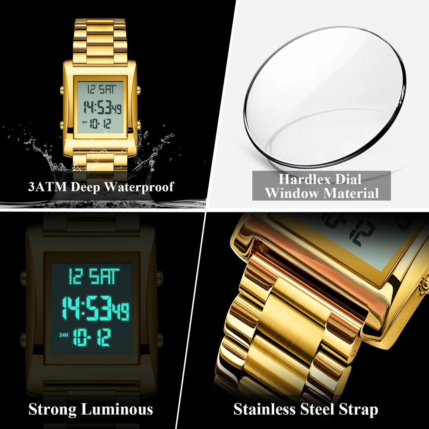 CAREKISO Original LED Men's Watch Waterproof Weekly Calendar Alarm