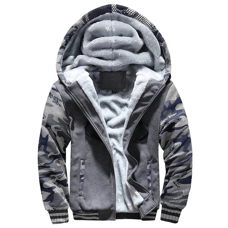 Men's Thick Fleece Camouflage Long Sleeve Jacket
