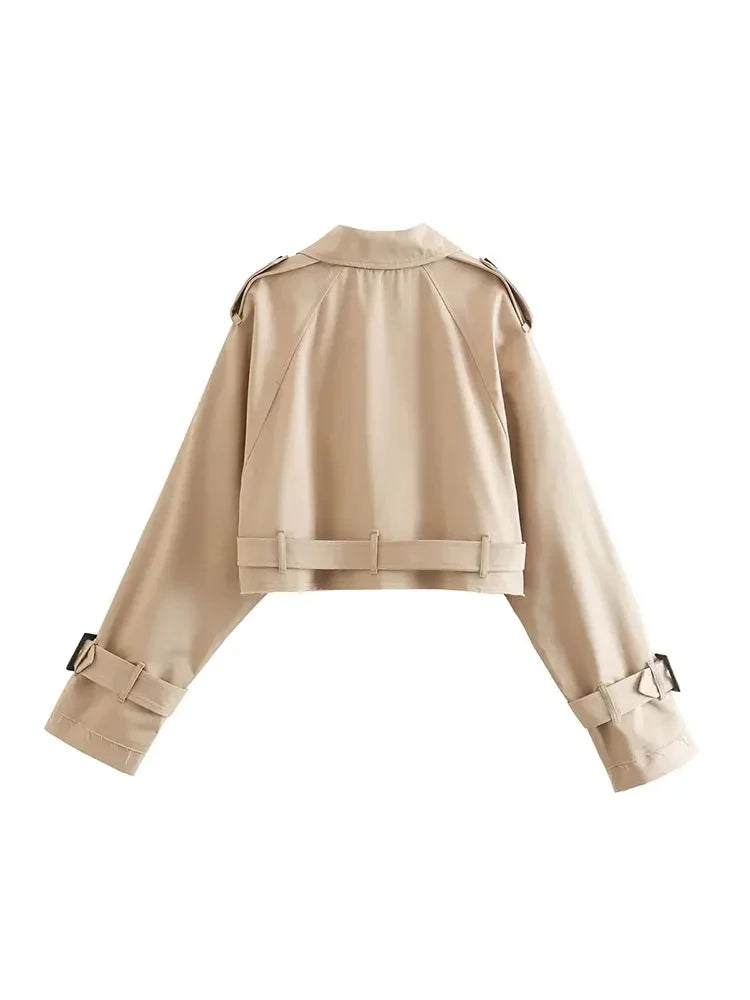 Women's 2025 Belted Cropped Trench Jacket,