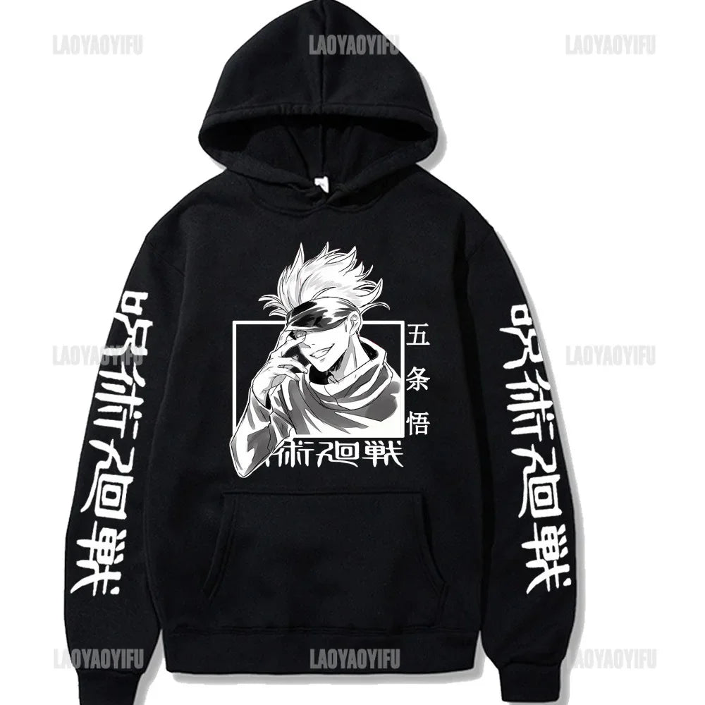 Men's and Women's Japanese Anime Jujutsu Kaisen Satoru Gojo Hoodies Unisex Loose Sweatshirt