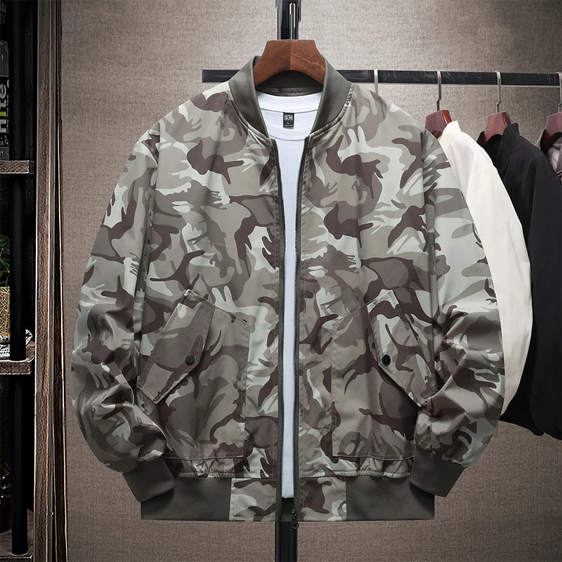 Men's Plus Size 6XL 7XL Jacket Autumn Spring Camouflage Baseball Jacket