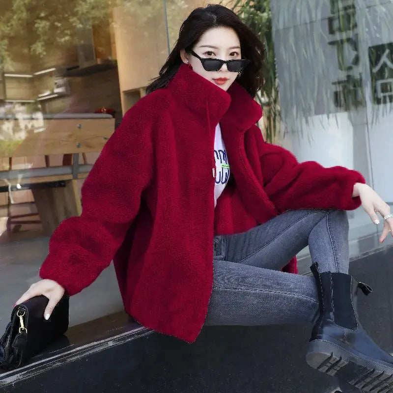 Women's Winter Warm Double-Layer Coral Fleece Coat