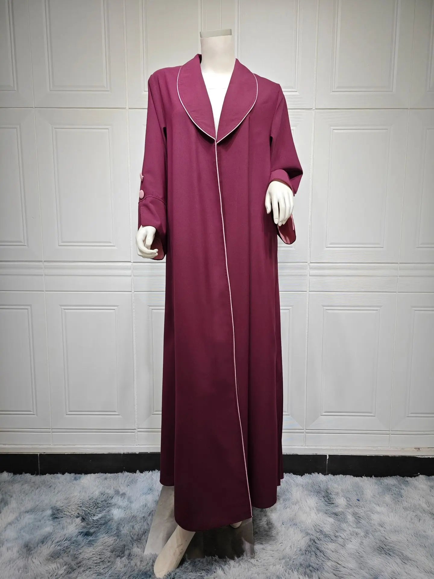 Abaya Women Black Button Split Sleeve Islam