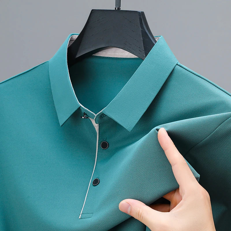 New Collection 2025 Shirts Mens Short Sleeve Solid Color Turn Down