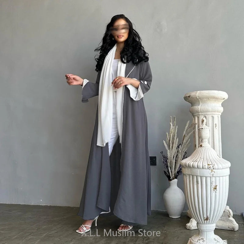 Abaya Women Black Button Split Sleeve Islam
