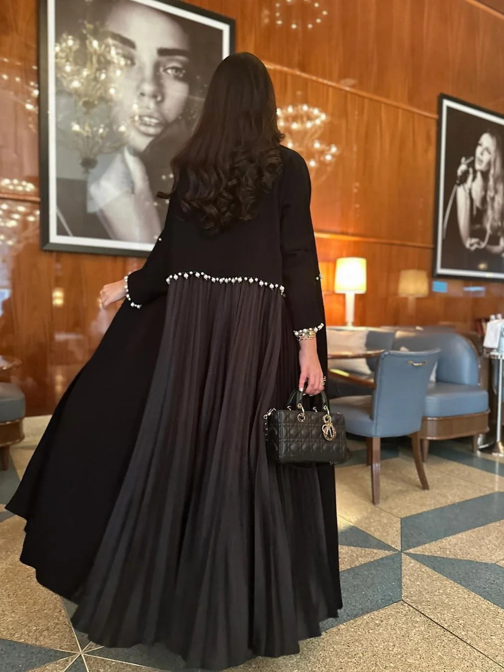 Eid Muslim Pearl Abaya for Women Beading Ramadan