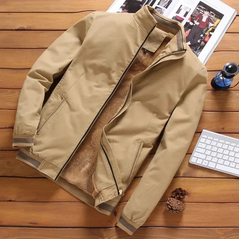 Men's Casual Fashion Autumn Winter Warm Thick Cold-proof Baseball Jacket