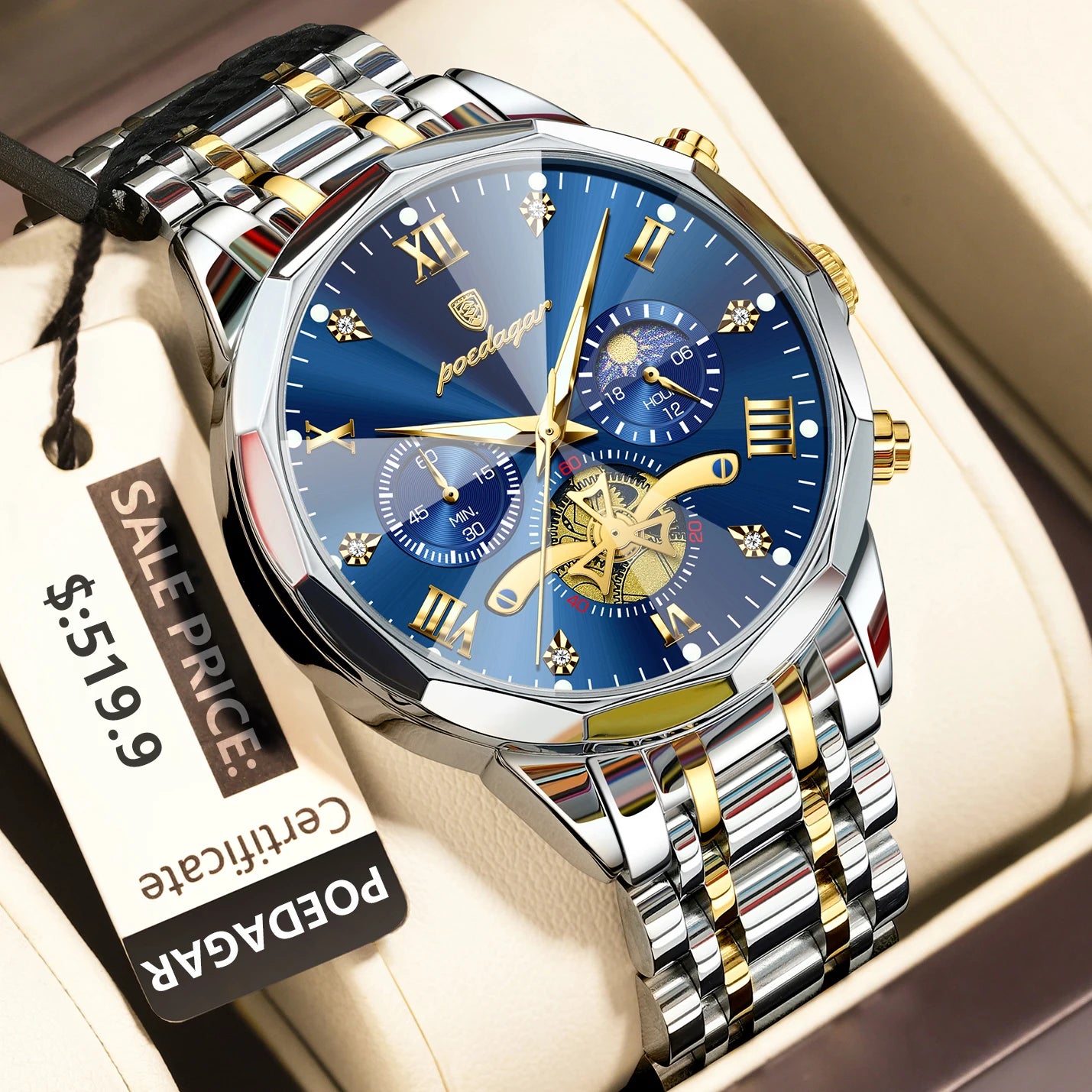 POEDAGAR Luxury Men's Original Waterproof Watch