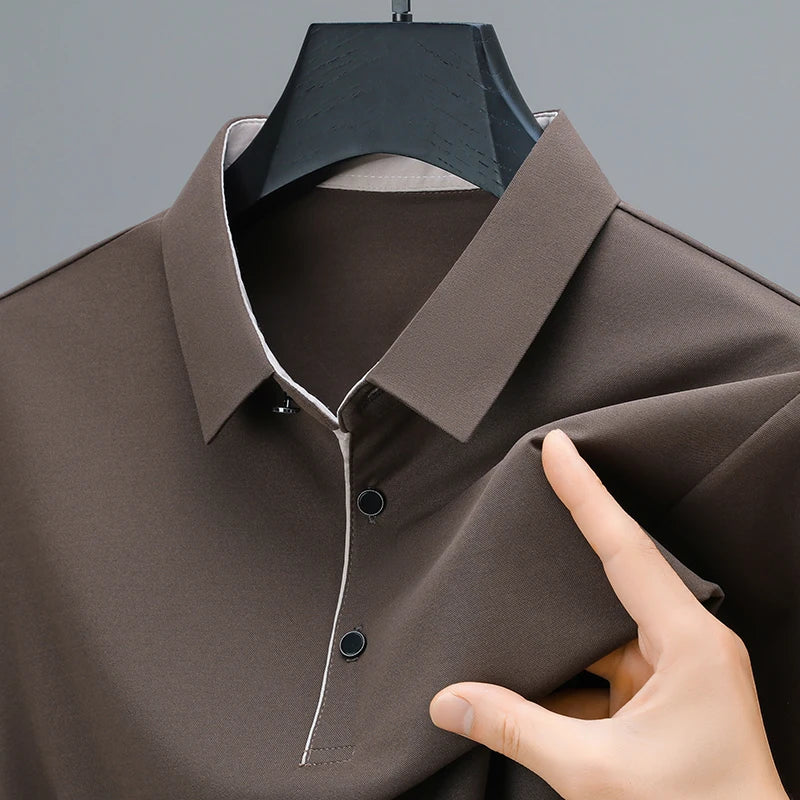 New Collection 2025 Shirts Mens Short Sleeve Solid Color Turn Down
