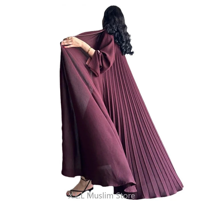 Abaya Women Black Button Split Sleeve Islam
