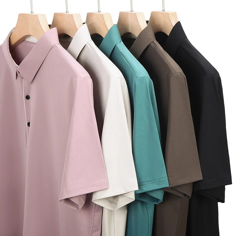 New Collection 2025 Shirts Mens Short Sleeve Solid Color Turn Down