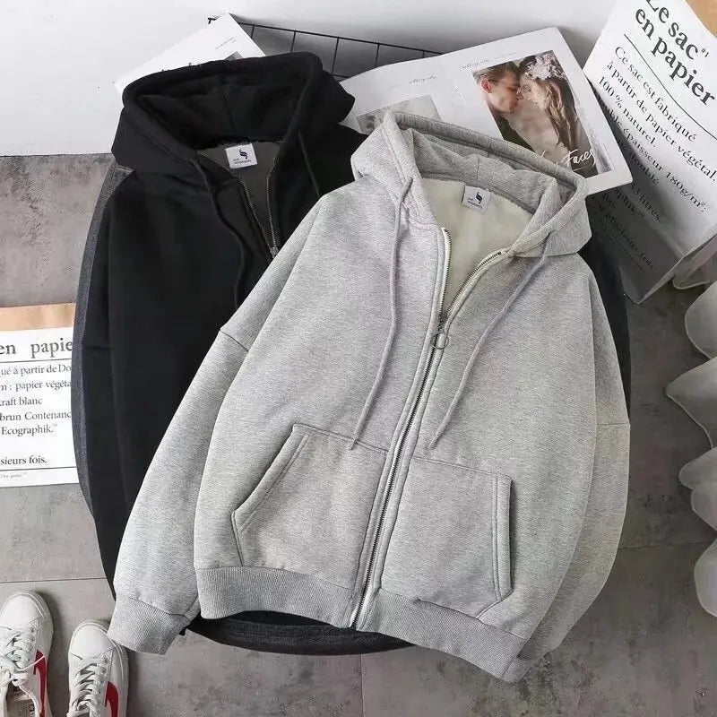 Women's Fashionable Autumn Winter Fleece Long Sleeve Hoodie