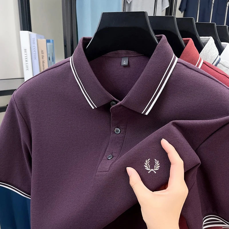 New Luxury Men's Embroidered Short Sleeve Shirt Made of 100% Cotton