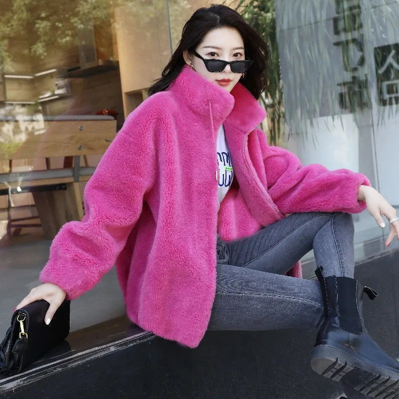 Women's Winter Warm Double-Layer Coral Fleece Coat