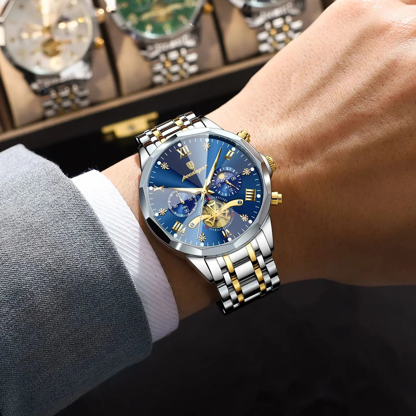 POEDAGAR Luxury Men's Original Waterproof Watch