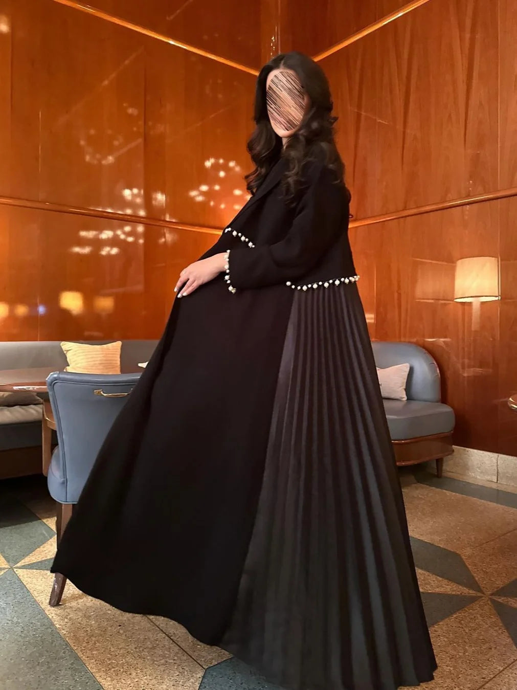 Eid Muslim Pearl Abaya for Women Beading Ramadan