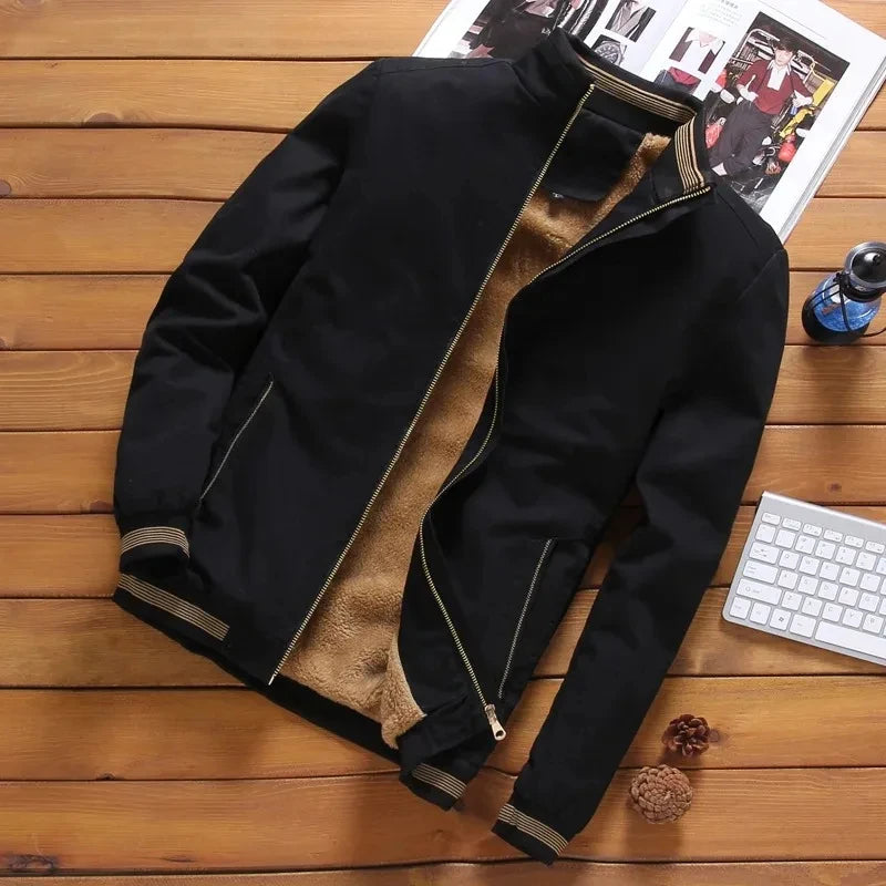 Men's Casual Fashion Autumn Winter Warm Thick Cold-proof Baseball Jacket