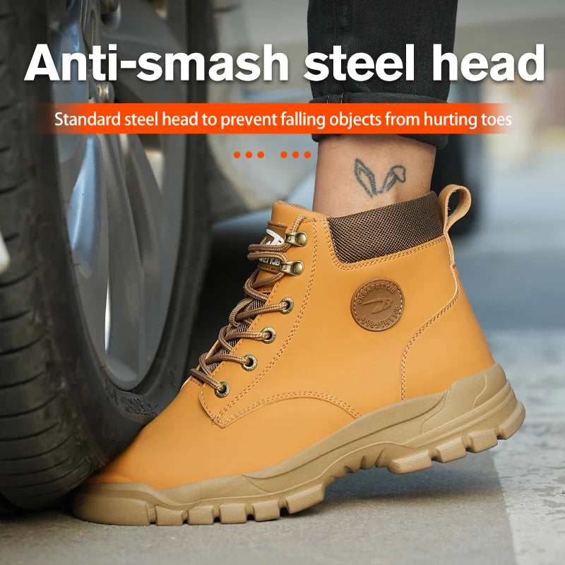 Men's High Top Waterproof Steel Toe Safety Shoes Safety Boots