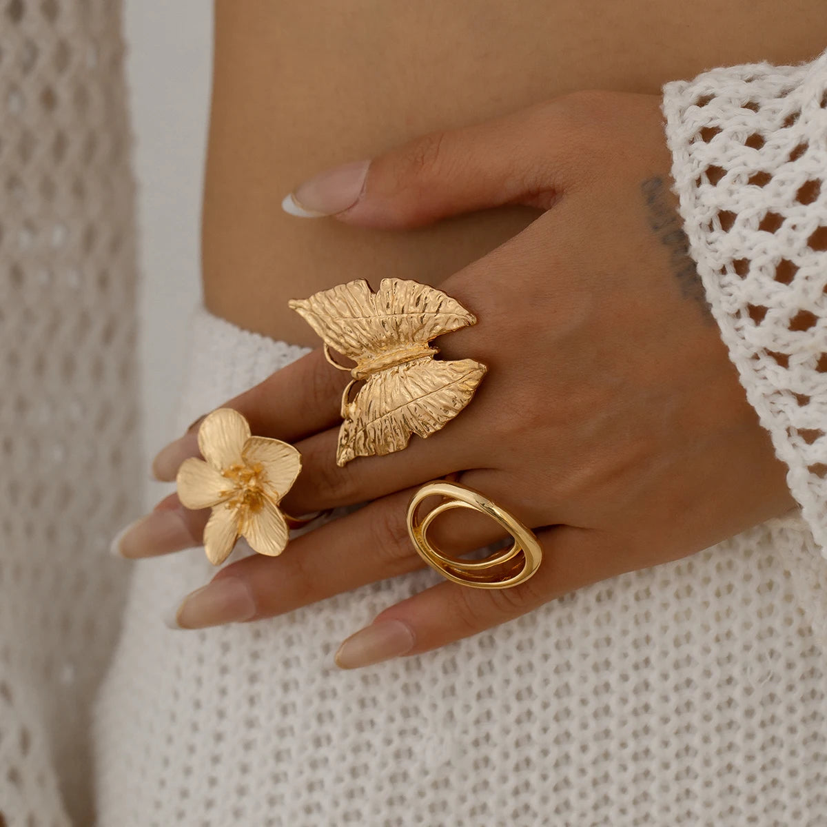 Ingemark Innovative Metal Butterfly Flower Ring 5 Styles for Women