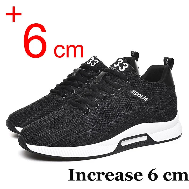 Men Sneakers Elevator Shoes Hidden Heels Breathable Heightening Shoes for Men Increase Insole 6CM Sports Casual Height Shoes