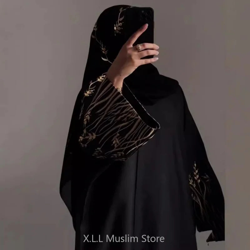 Muslim Fashion Embroidery Black Abaya Dubai Luxury