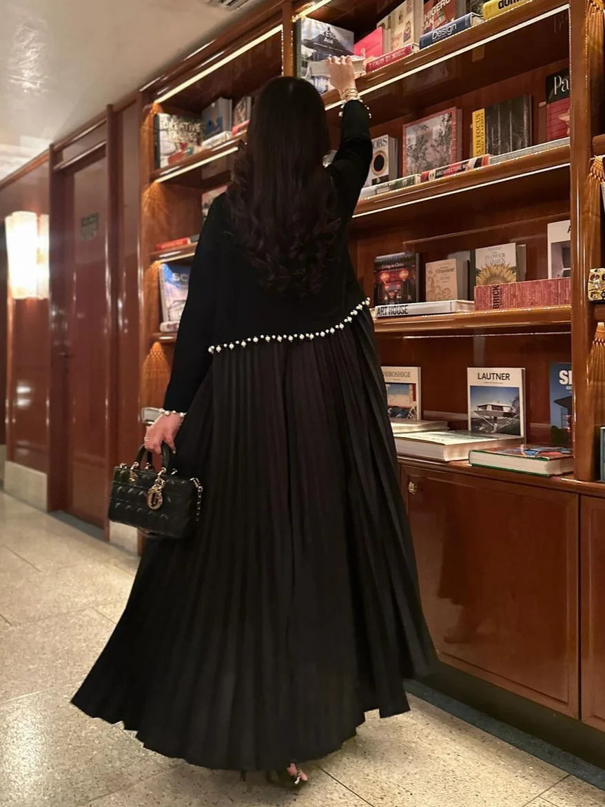 Eid Muslim Pearl Abaya for Women Beading Ramadan