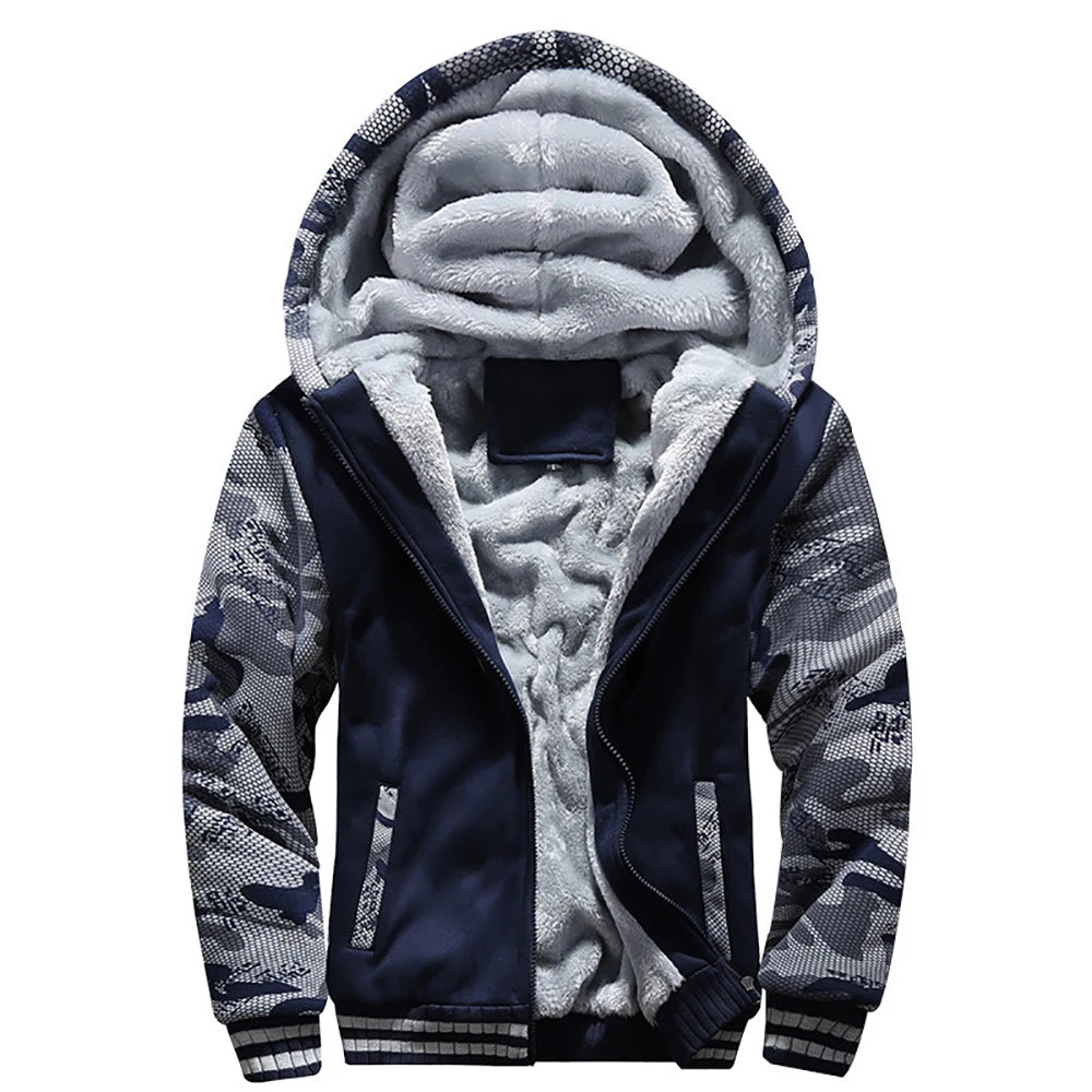 Men's Thick Fleece Camouflage Long Sleeve Jacket