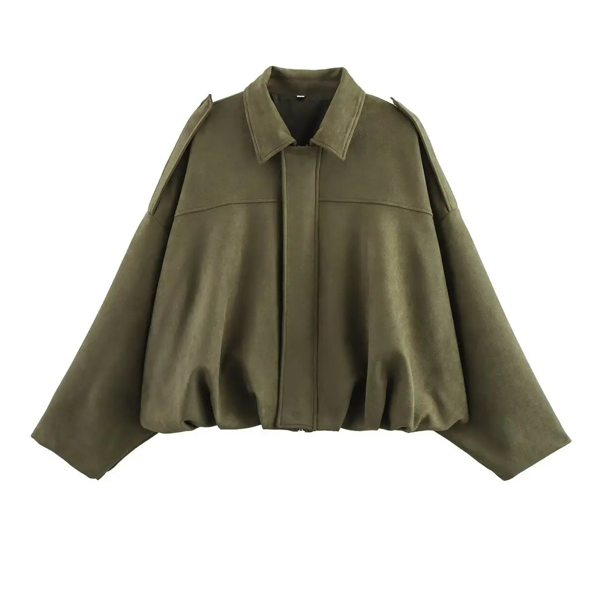 Vintage Green Oversized Women's Bomber Jacket Fashion 2025