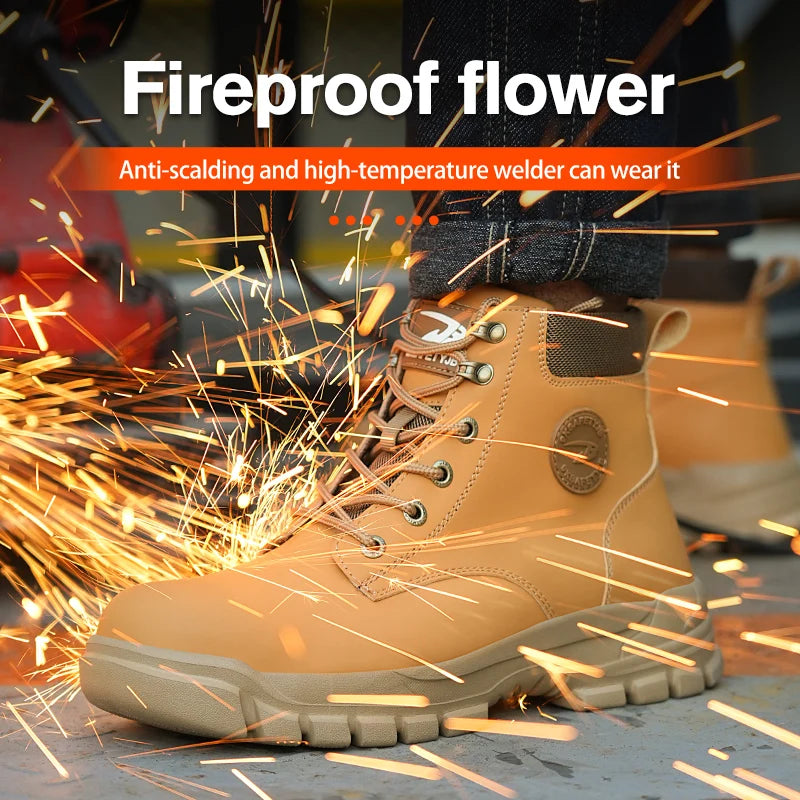 Men's High Top Waterproof Steel Toe Safety Shoes Safety Boots