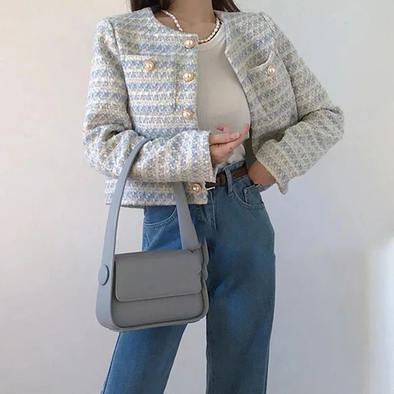 ITOOLIN Women's Elegant Tweed Cardigan Jacket for Autumn and Winter 2025
