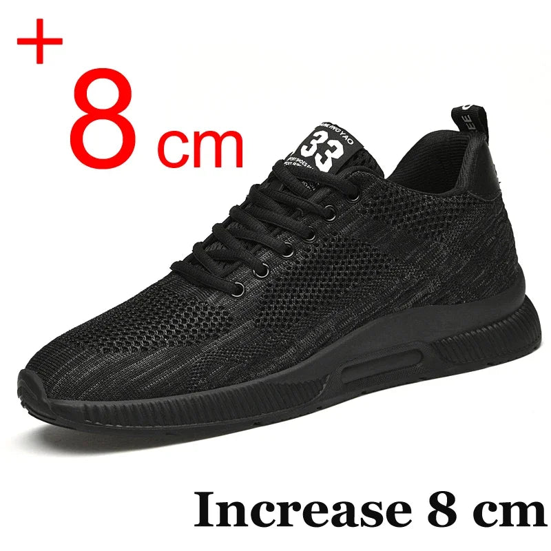 Men Sneakers Elevator Shoes Hidden Heels Breathable Heightening Shoes for Men Increase Insole 6CM Sports Casual Height Shoes