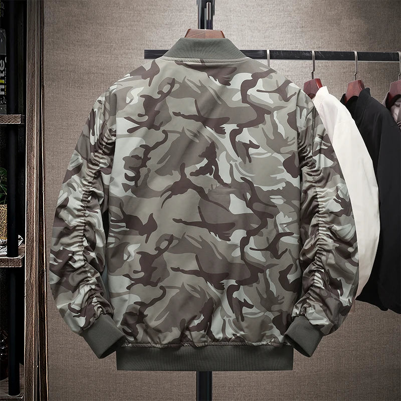 Men's Plus Size 6XL 7XL Jacket Autumn Spring Camouflage Baseball Jacket