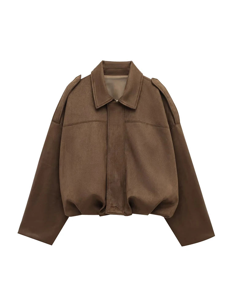 Vintage Green Oversized Women's Bomber Jacket Fashion 2025