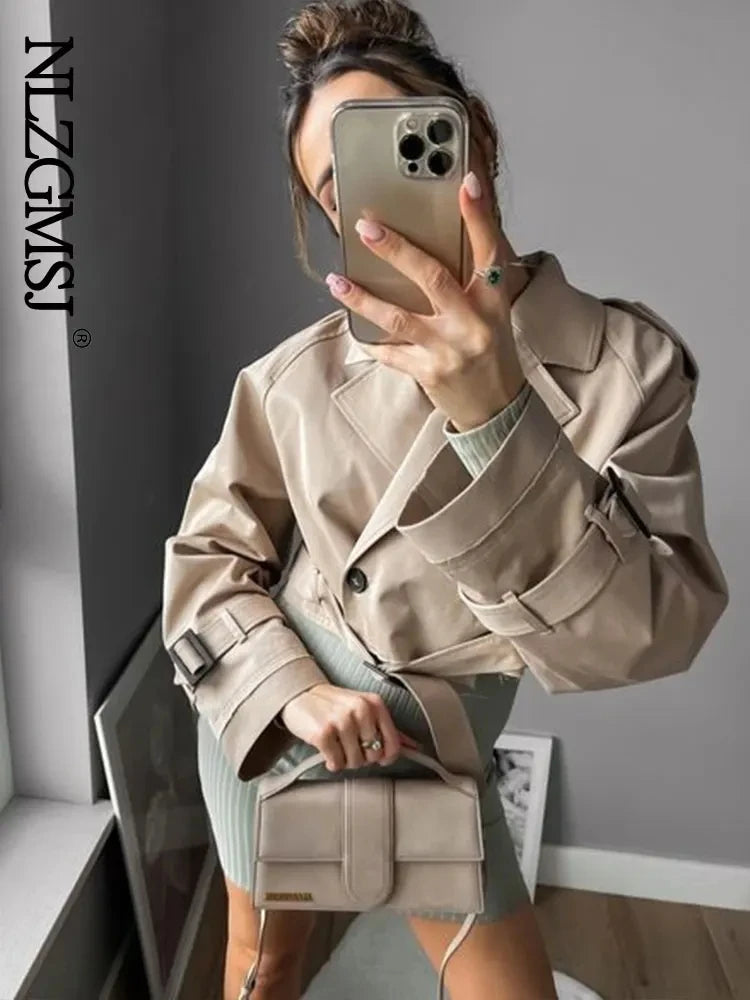 Women's 2025 Belted Cropped Trench Jacket,