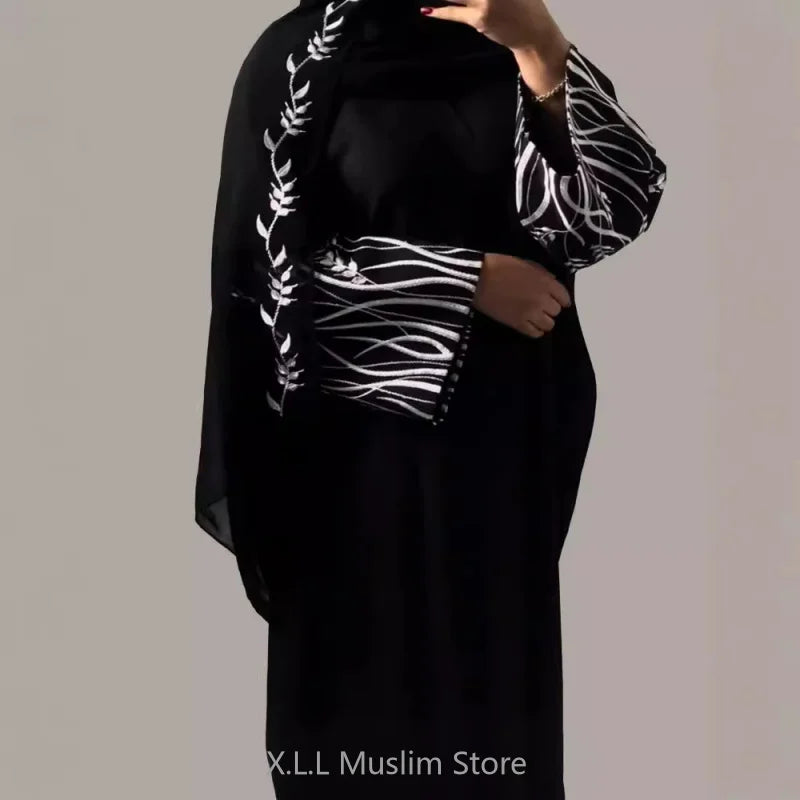 Muslim Fashion Embroidery Black Abaya Dubai Luxury