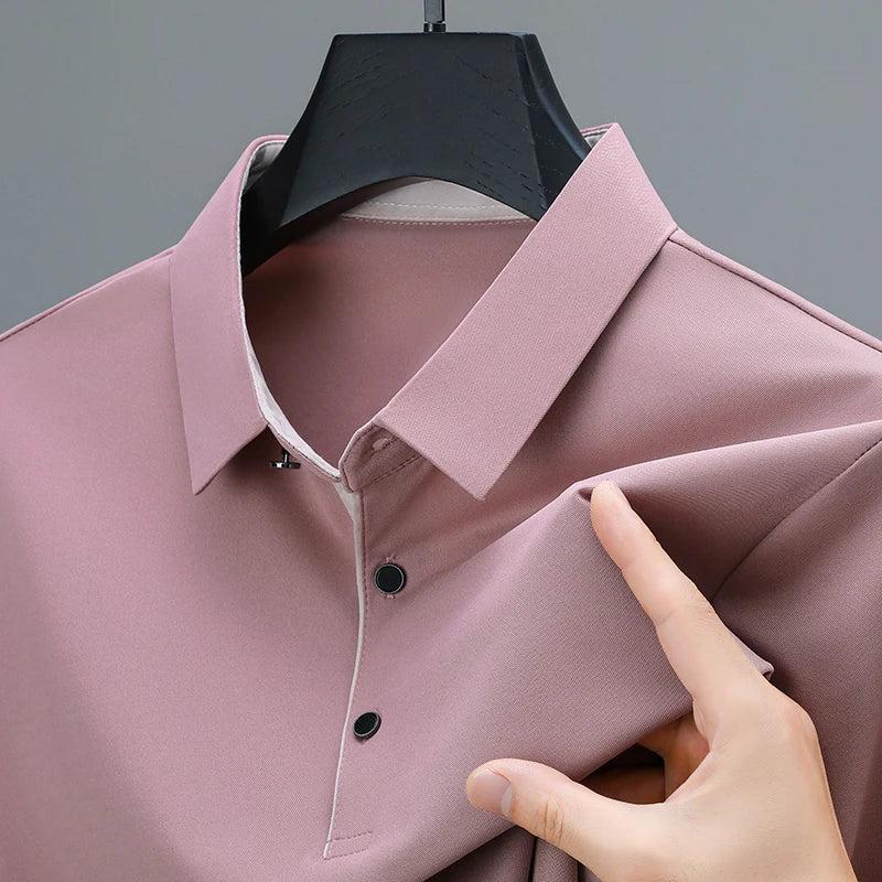 New Collection 2025 Shirts Mens Short Sleeve Solid Color Turn Down