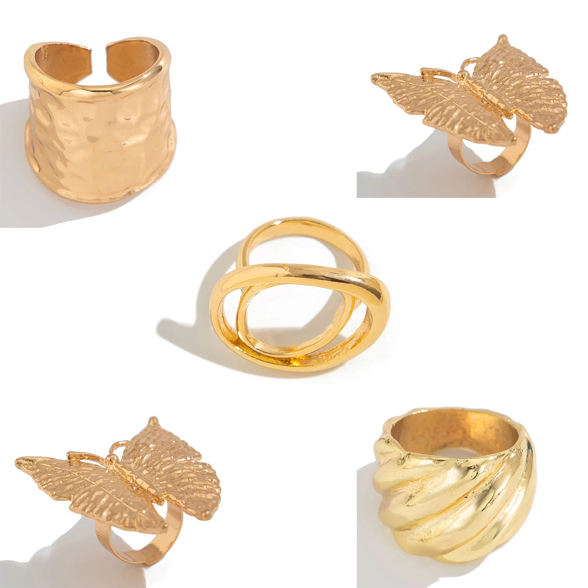 Ingemark Innovative Metal Butterfly Flower Ring 5 Styles for Women