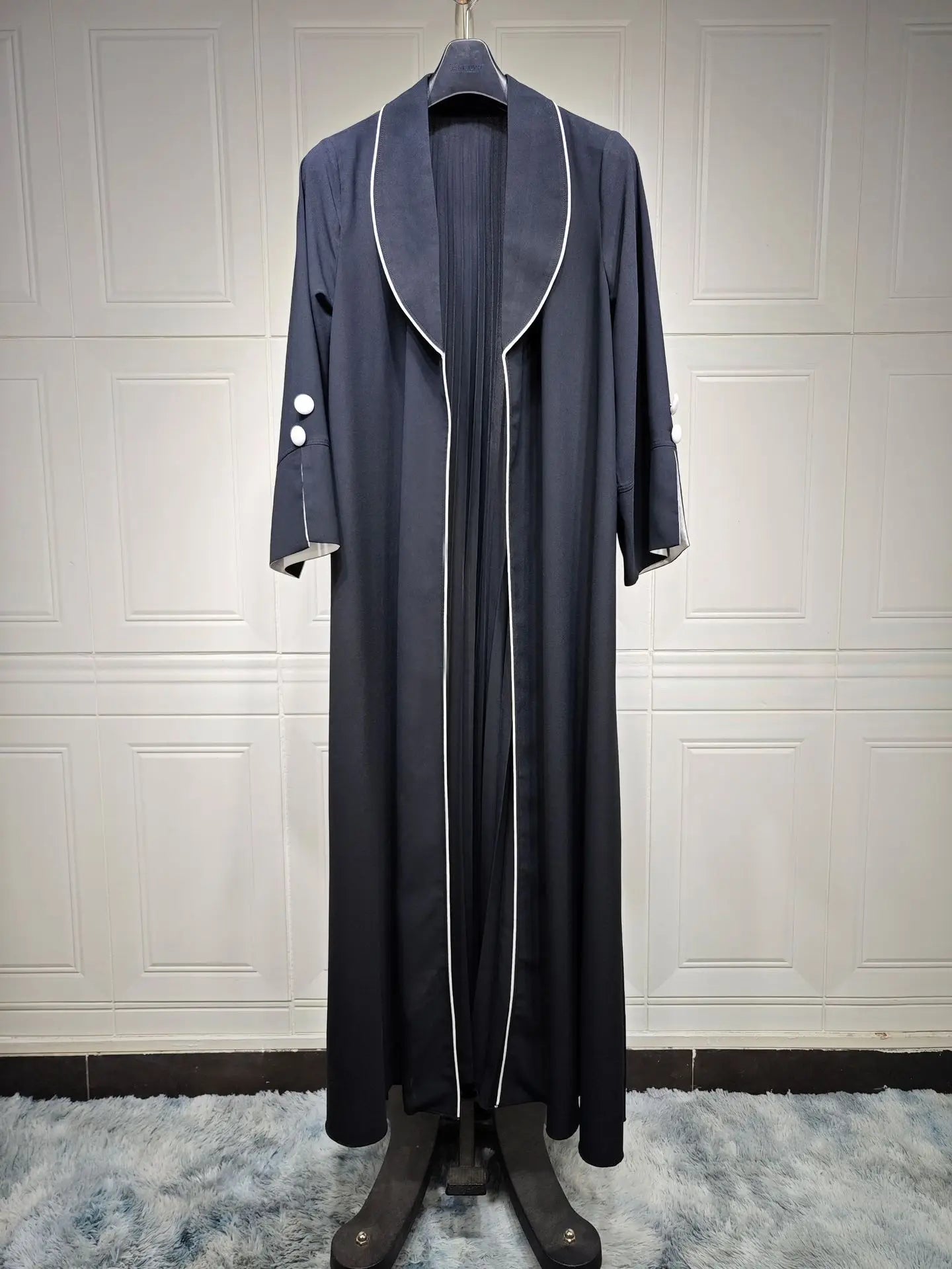 Abaya Women Black Button Split Sleeve Islam