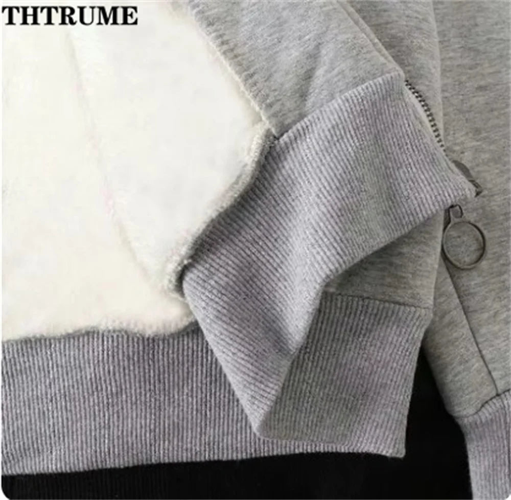 Women's Fashionable Autumn Winter Fleece Long Sleeve Hoodie