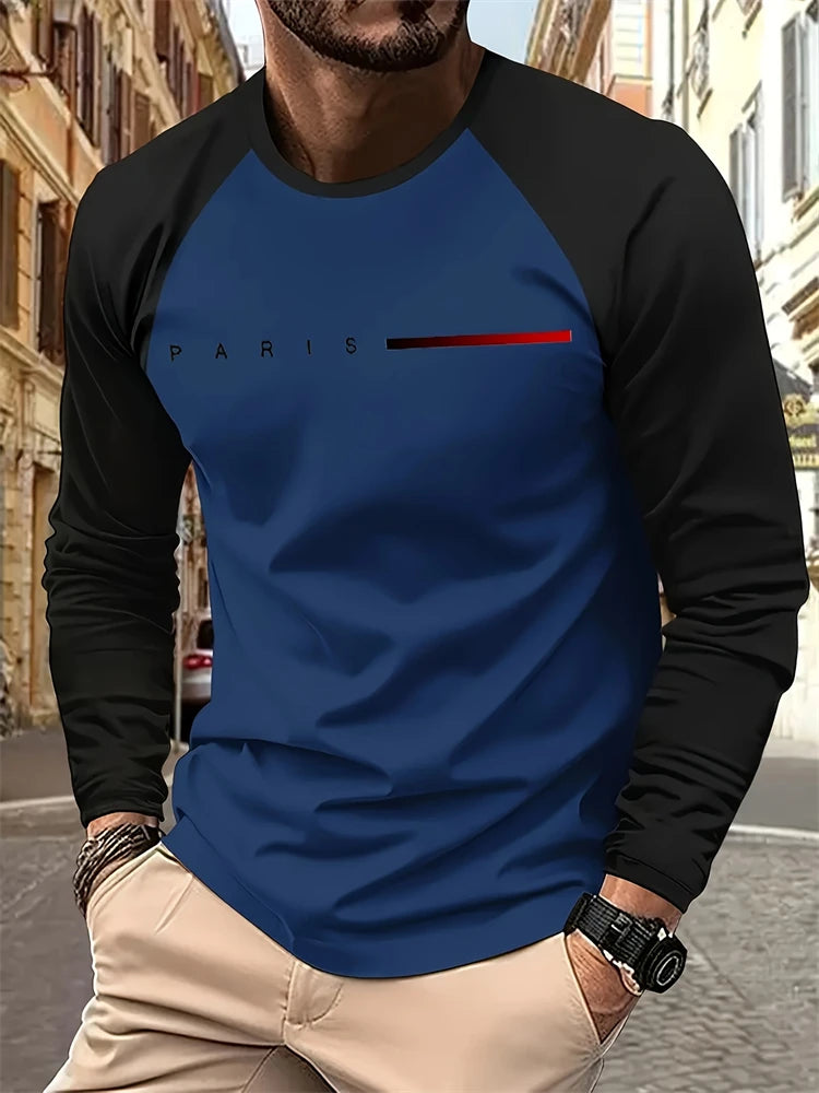Fashion Spring Men's T-shirt Comfortable Long