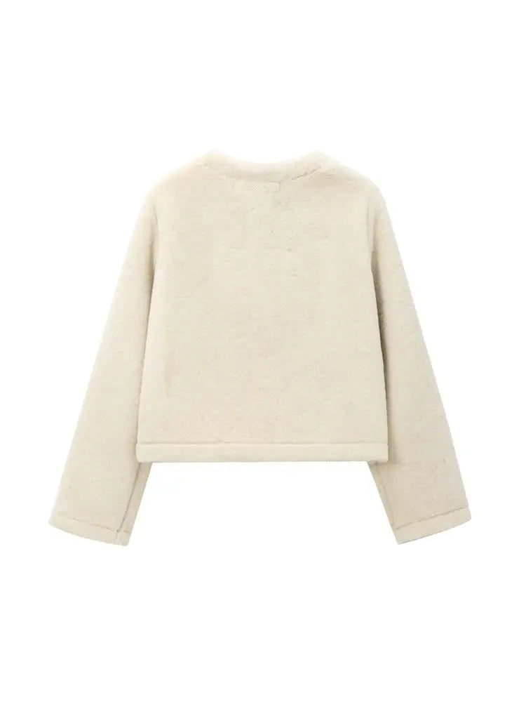 Women's Warm Faux Fur Jacket, Long Sleeve Coat, Button Front