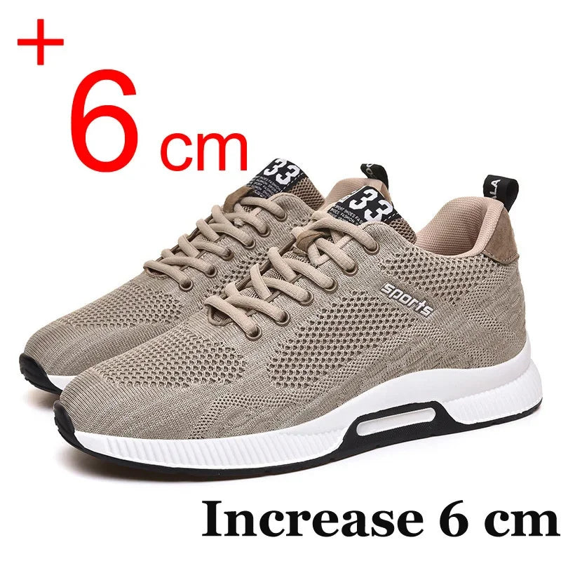 Men Sneakers Elevator Shoes Hidden Heels Breathable Heightening Shoes for Men Increase Insole 6CM Sports Casual Height Shoes