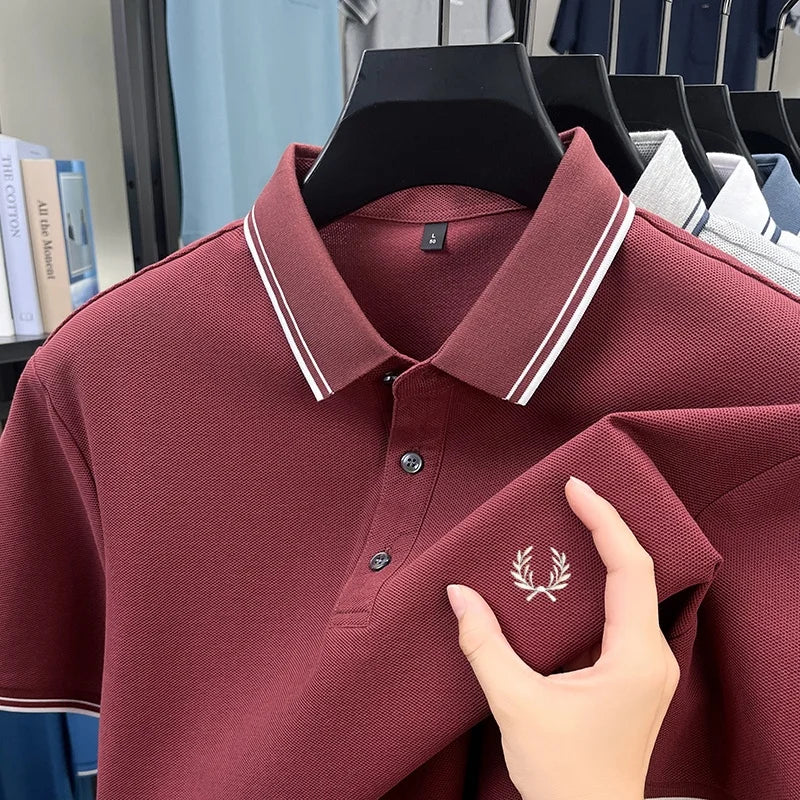 New Luxury Men's Embroidered Short Sleeve Shirt Made of 100% Cotton