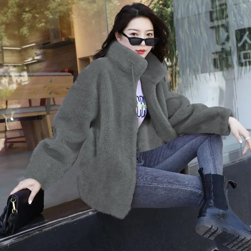 Women's Winter Warm Double-Layer Coral Fleece Coat