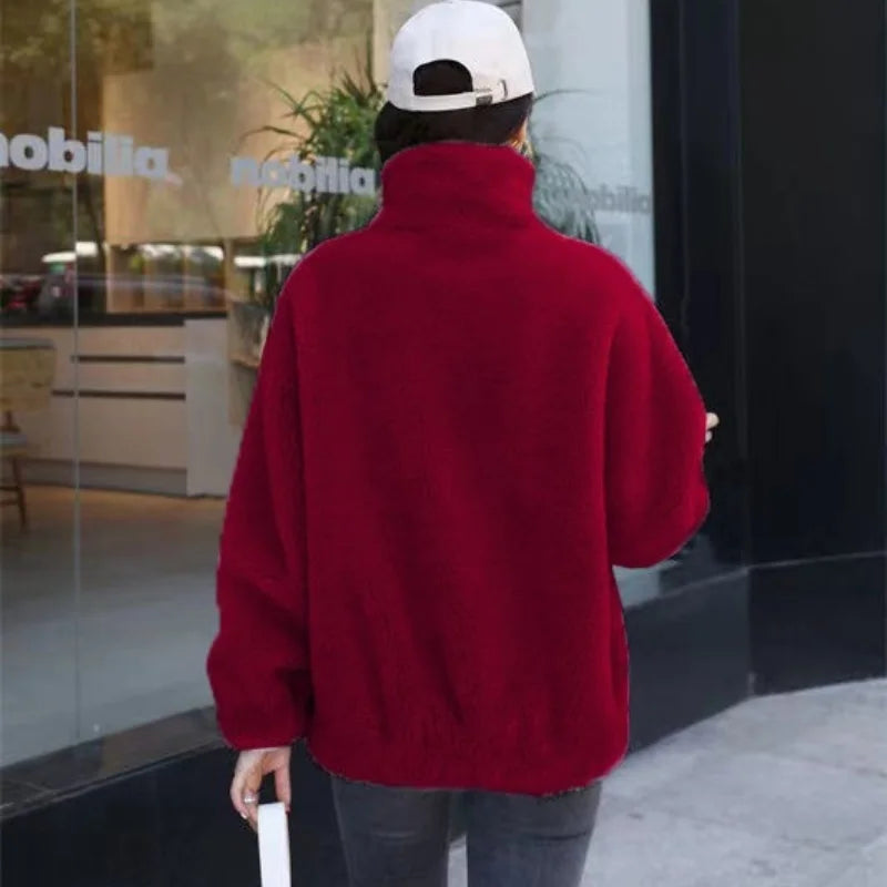 Women's Winter Warm Double-Layer Coral Fleece Coat