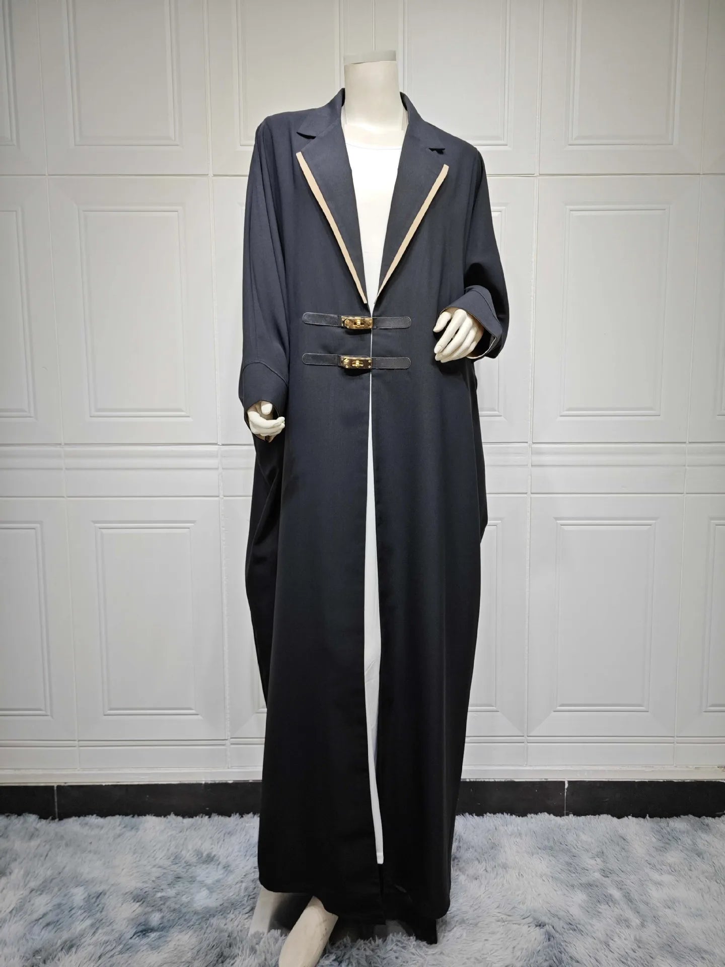 New Arrival Leather Buckle Open Kimono Abaya For Muslim Woman