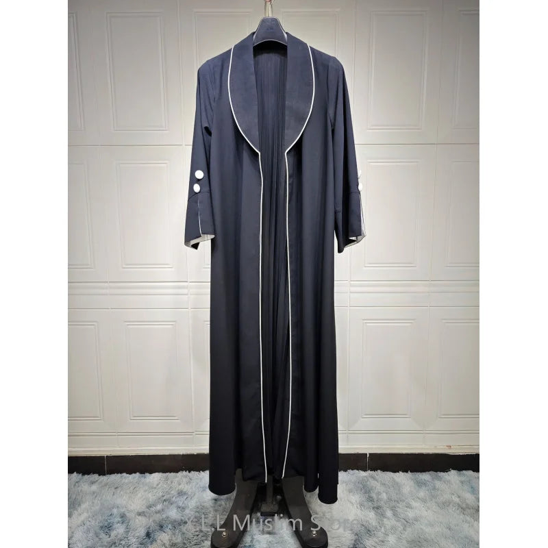Abaya Women Black Button Split Sleeve Islam