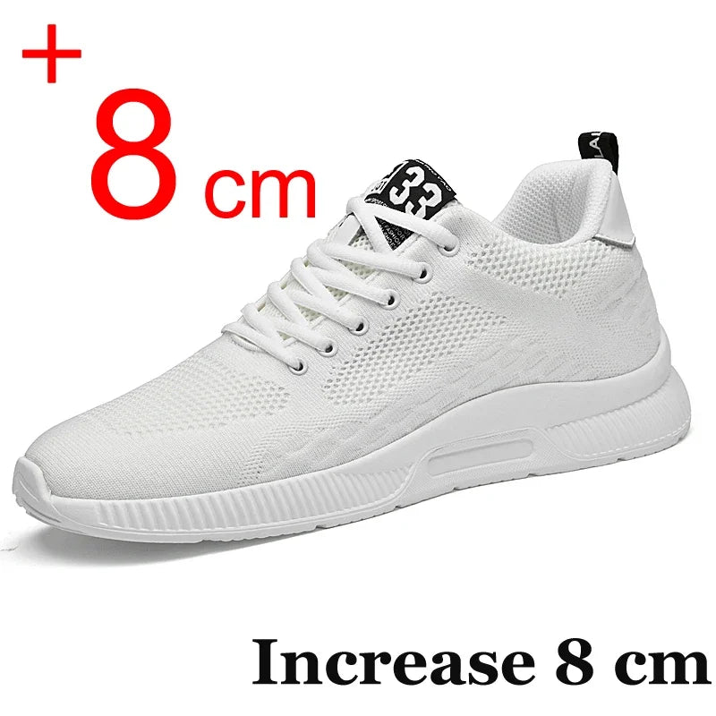Men Sneakers Elevator Shoes Hidden Heels Breathable Heightening Shoes for Men Increase Insole 6CM Sports Casual Height Shoes