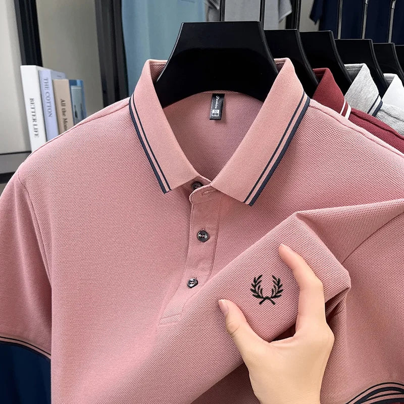 New Luxury Men's Embroidered Short Sleeve Shirt Made of 100% Cotton