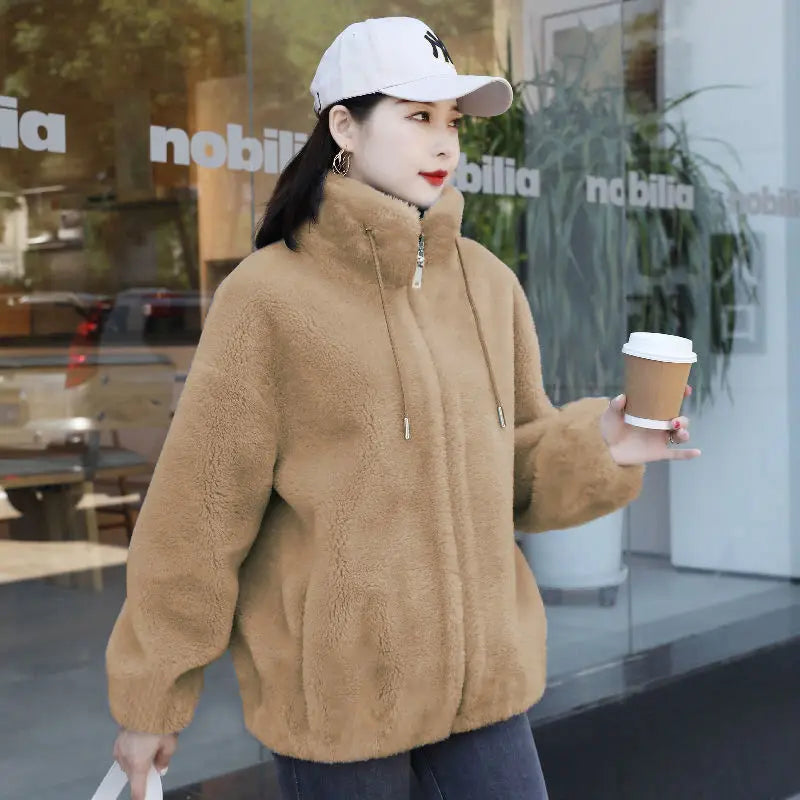 Women's Winter Warm Double-Layer Coral Fleece Coat